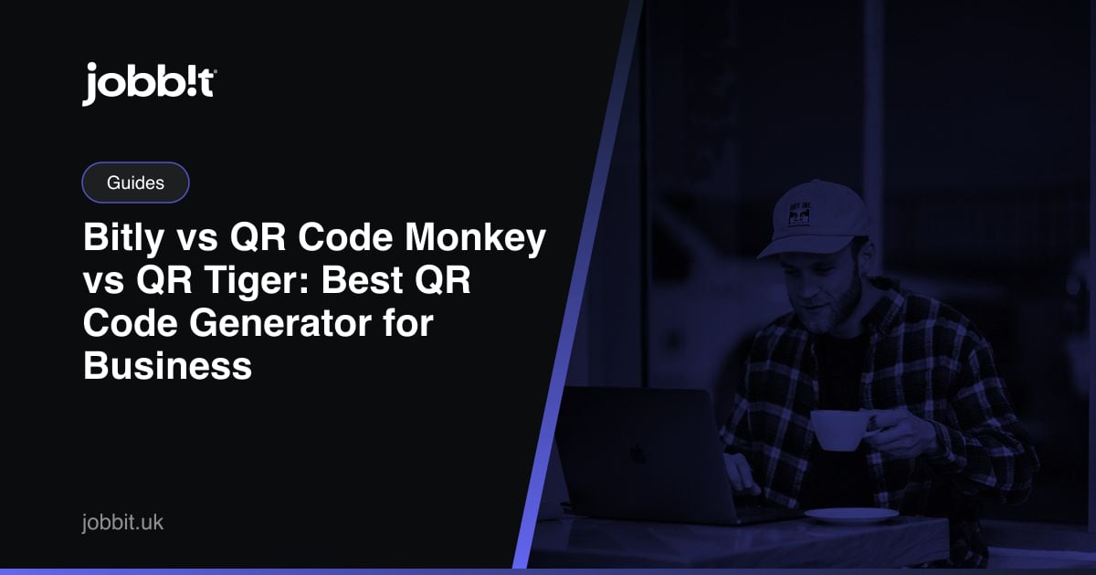 A Jobbit blog cover comparing Bitly, QR Code Monkey and QR Tiger