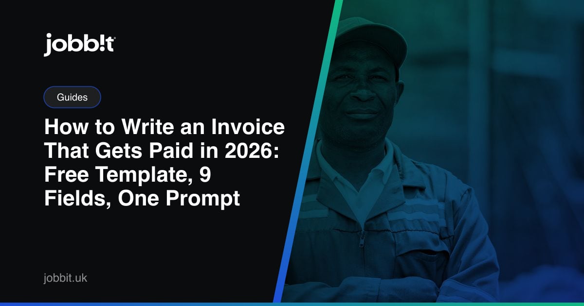 A Jobbit blog cover for how to write a UK invoice that gets paid